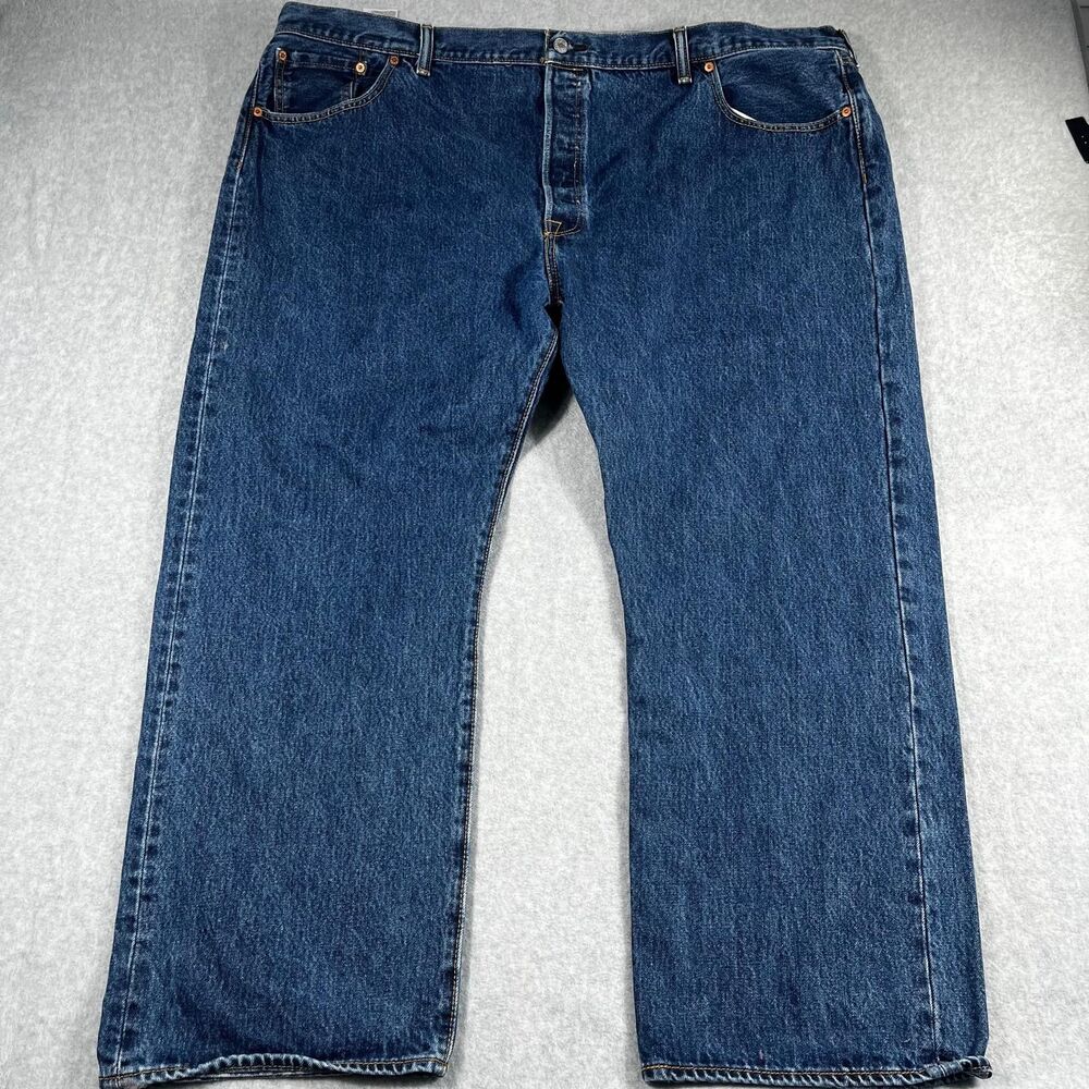 Levis 501 Original Fit Mens 50x30 Straight Leg Button Fly Medium Wash Blue Jeans